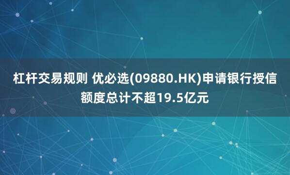 杠杆交易规则 优必选(09880.HK)申请银行授信额度总计不超19.5亿元