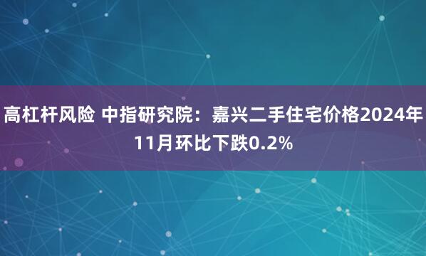 高杠杆风险 中指研究院：嘉兴二手住宅价格2024年11月环比下跌0.2%