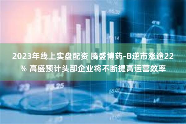 2023年线上实盘配资 腾盛博药-B逆市涨逾22% 高盛预计头部企业将不断提高运营效率