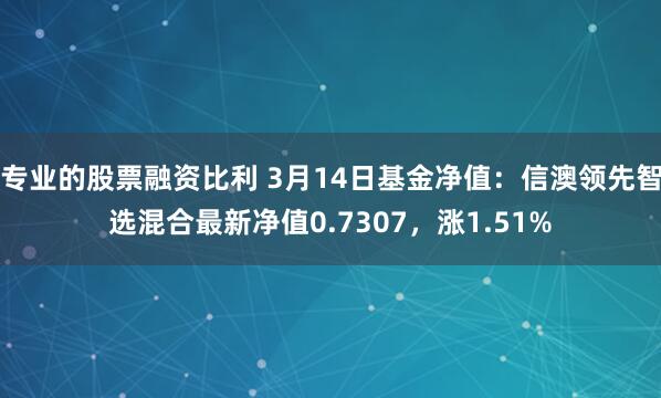 专业的股票融资比利 3月14日基金净值：信澳领先智选混合最新净值0.7307，涨1.51%